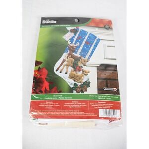Bucilla Deer Family Felt Stocking Kit Unisex 18in Blue New 86502 Christmas Craft